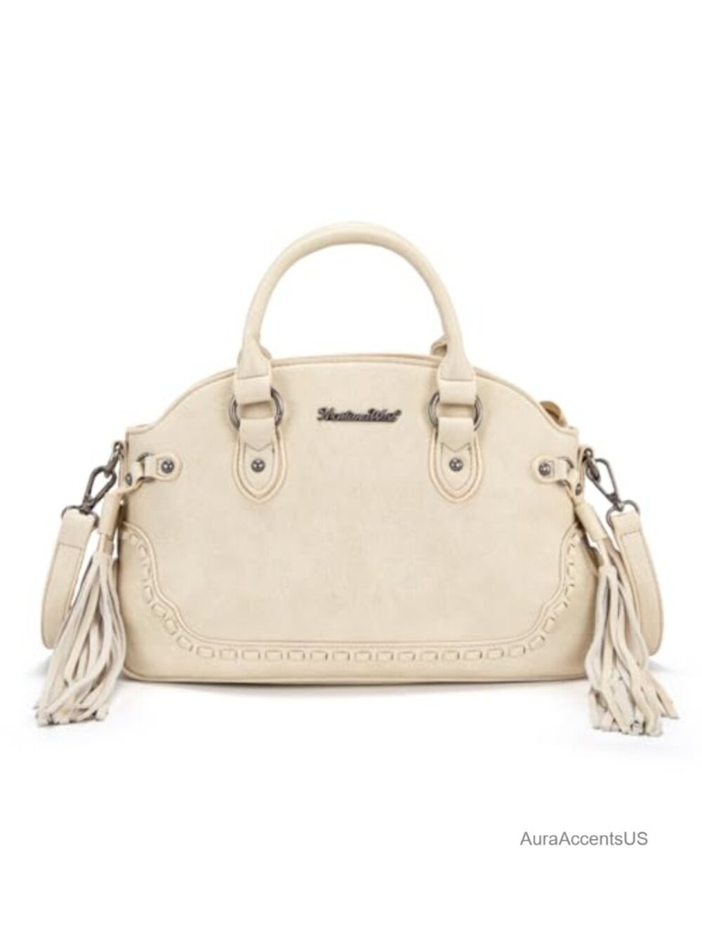 Faux Leather Fringe Satchel Handbag with Adjustable Shoulder Strap